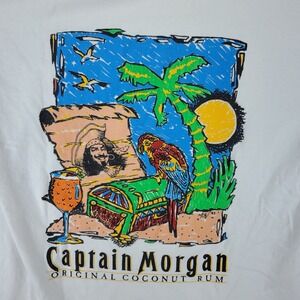 Captain‎ Morgan T-Shirt Men L White Vintage 1993 Coconut Rum Pirate Graphic Tee